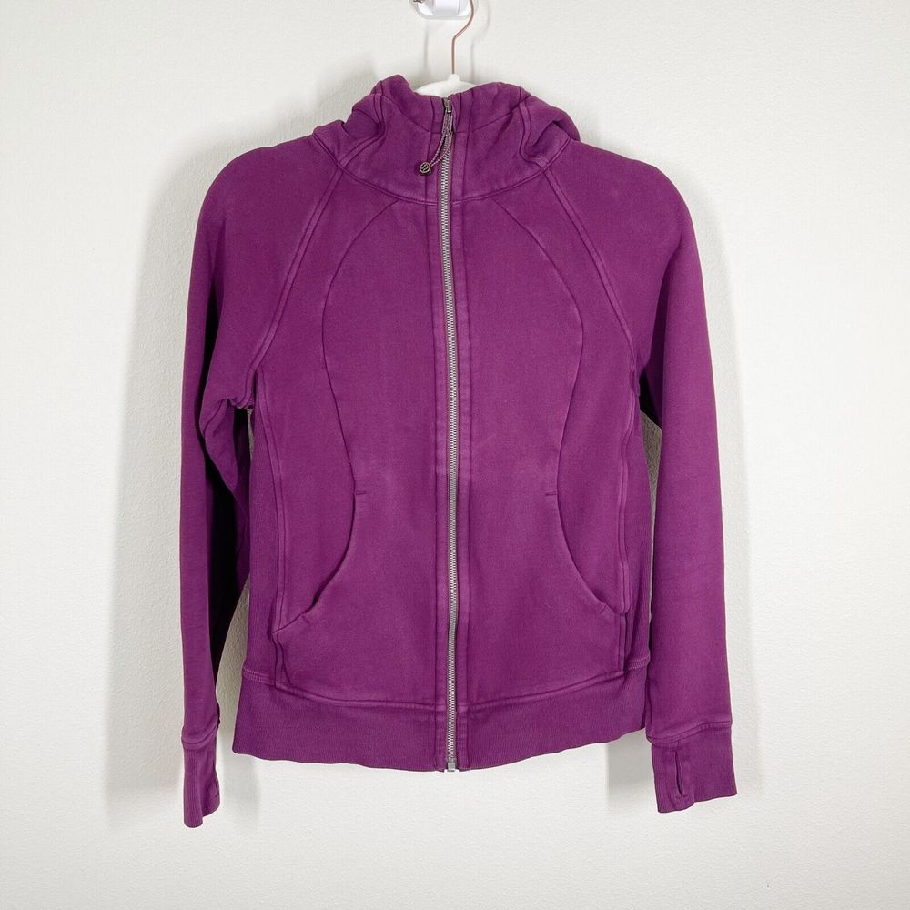 Lululemon Scuba Hoodie Light Cotton Fleece Size 6 Plum Purple Dark Adobe Zip